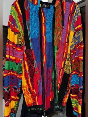 Coogi  Australia Multicolor Textured zipup Sweater jacket.